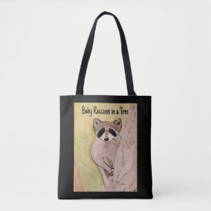 Baby Racoon in a Tree Tote Bag