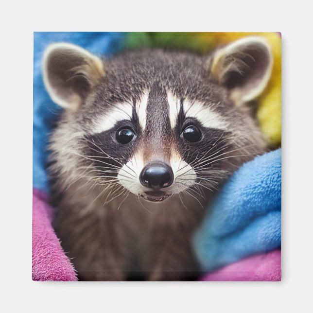 Baby Racoon Magnet - Rainbow Critters (Front)