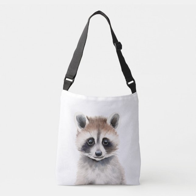 Baby Racoon Portrait Crossbody Bag (Front)