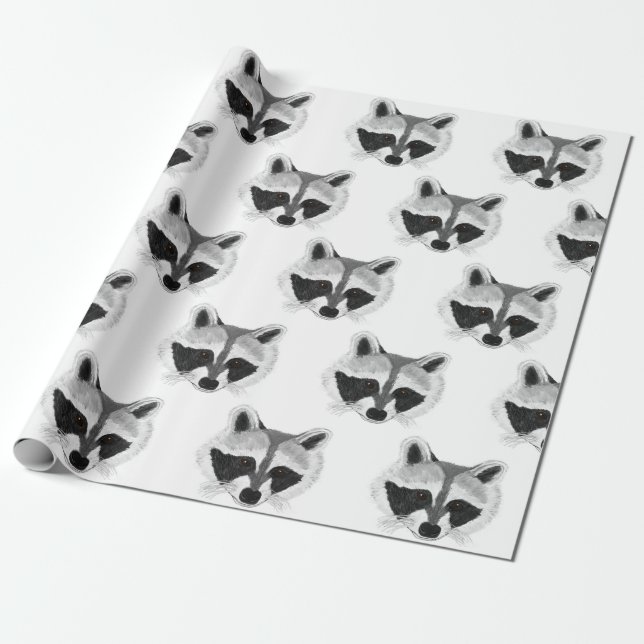 Baby Racoon Wrapping Paper (Unrolled)