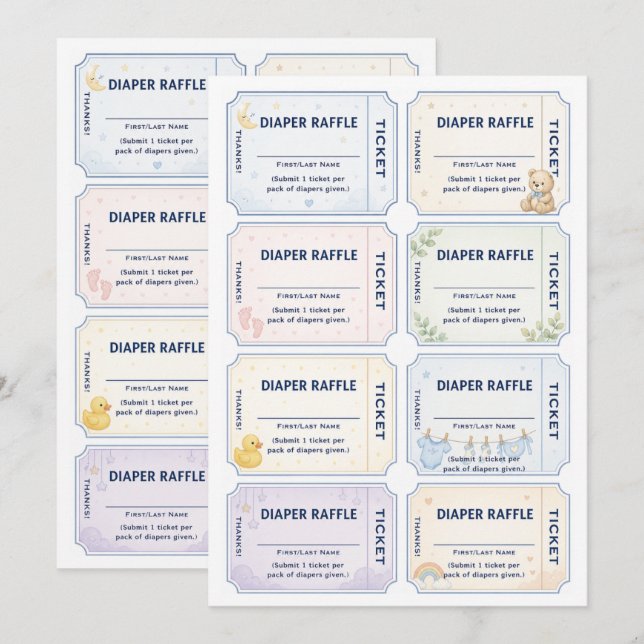 Baby Raffle Diaper Invitation (Front/Back)