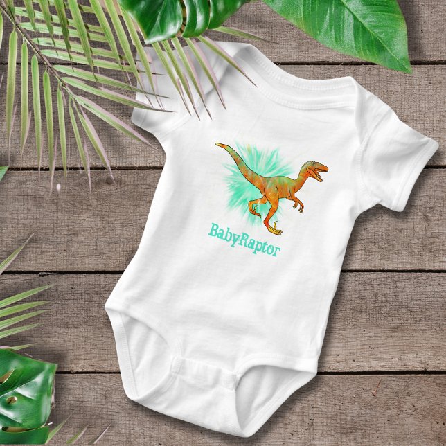 Baby Raptor Velociraptor Dinosaur Funny Word Play Bodysuit (Dinosaur baby Raptor cute fun dino baby vest)
