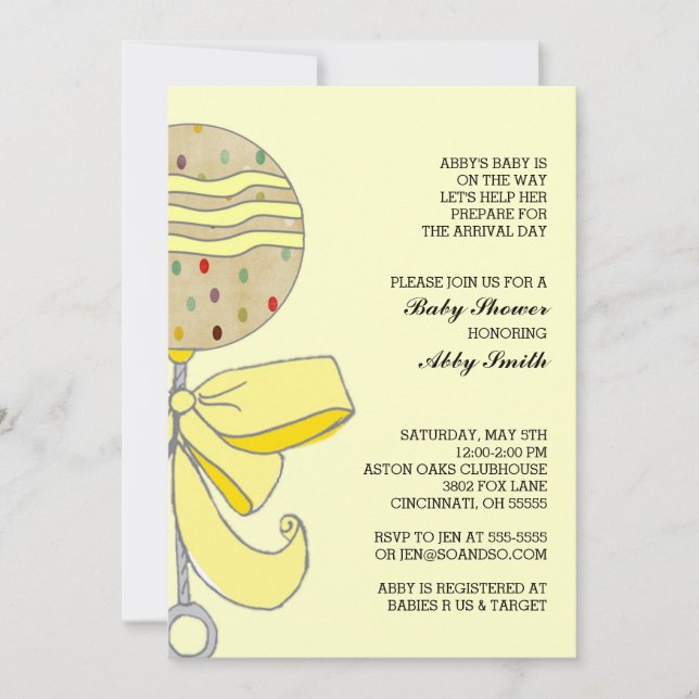 Baby Rattle Baby Shower Invitation (Front)