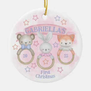 Baby Rattle Baby's First Christmas Ceramic Ornament