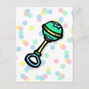 baby rattle postcard