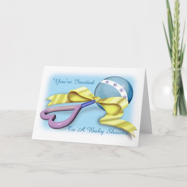 Baby Rattle Shower Invitations (Front)