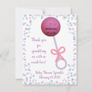 Baby Rattle shower/sprinkle EOS favour Card