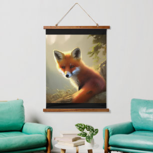 Baby Red Fox Wildlife Portrait Hanging Tapestry