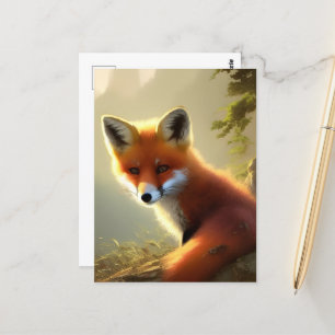 Baby Red Fox Wildlife Portrait   Postcard