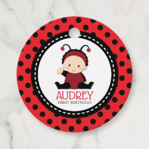 Baby Red Ladybug First Birthday Baby Shower Favour Tags