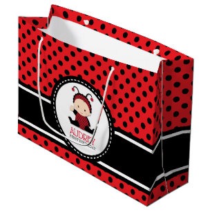 Baby Red Ladybug First Birthday Baby Shower Large Gift Bag