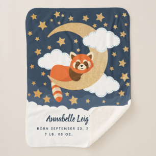 Baby Red Panda Moon Baby Sherpa Blanket