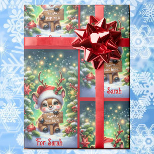 Baby Reindeer Add Child's Name Cute Christmas  Wrapping Paper