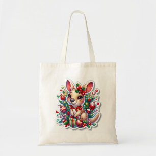 Baby Reindeer Retro Christmas Canvas Tote Bag