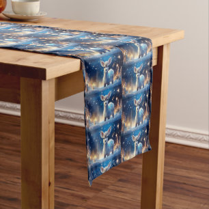 Baby Reindeer Sparkling Starry Night Short Table Runner