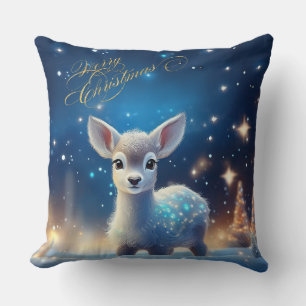 Baby Reindeer with Merry Christmas greeting Cushion