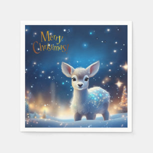Baby Reindeer with Merry Christmas greeting Napkin