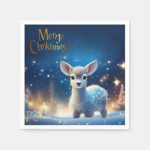 Baby Reindeer with Merry Christmas greeting Napkin
