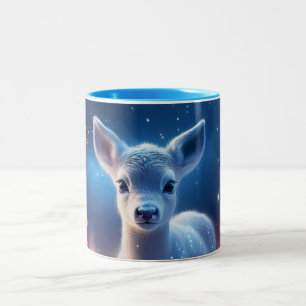 Baby Reindeer with Merry Christmas greeting Two-Tone Coffee Mug