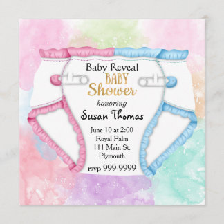 Baby Reveal Baby Shower Invitation with Diaper