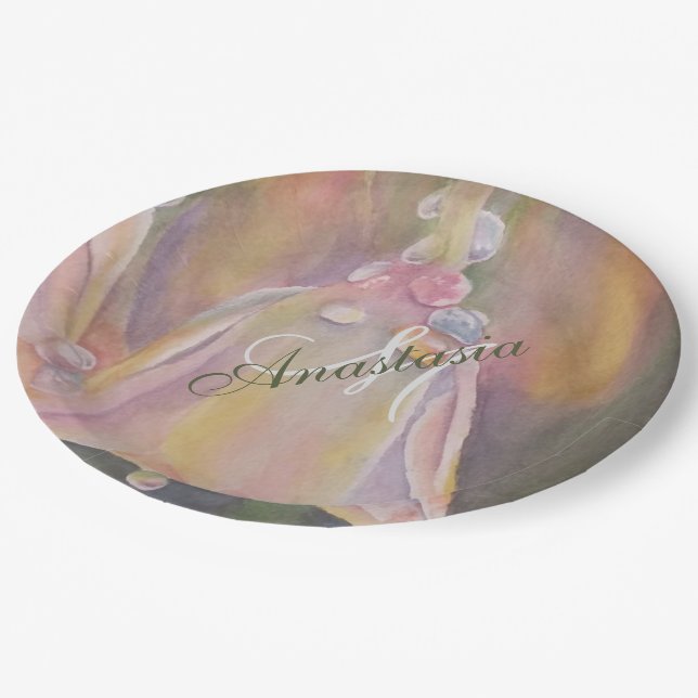 BABY REVEAL SHOWER PARTY MONOGRAM PAPER PLATE (Angled)