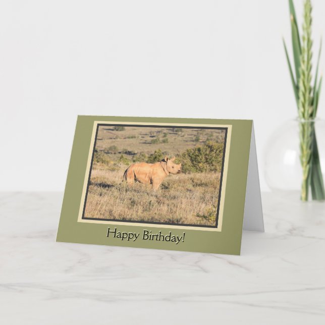 Baby Rhino Happy Birthday Card (Front)