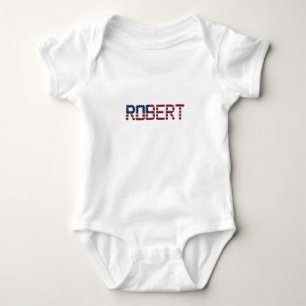 Baby Robert Patriot USA Stars and Stripes Name Bodysuit