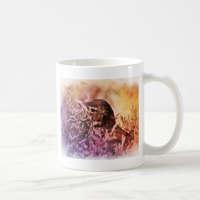 Baby Robin Watercolor Pastels Coffee Mug (Right)