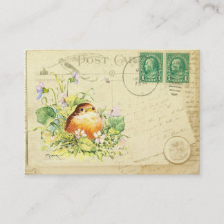 Baby Robin with Violets Business Card