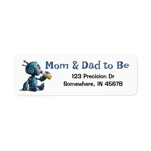 Baby Robot - Baby Shower Return Address Label (Front)