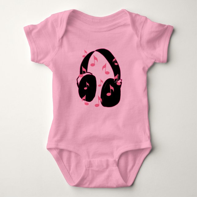 Baby Rock!  Headset with Musical Notes Pink Bodysuit (Front)