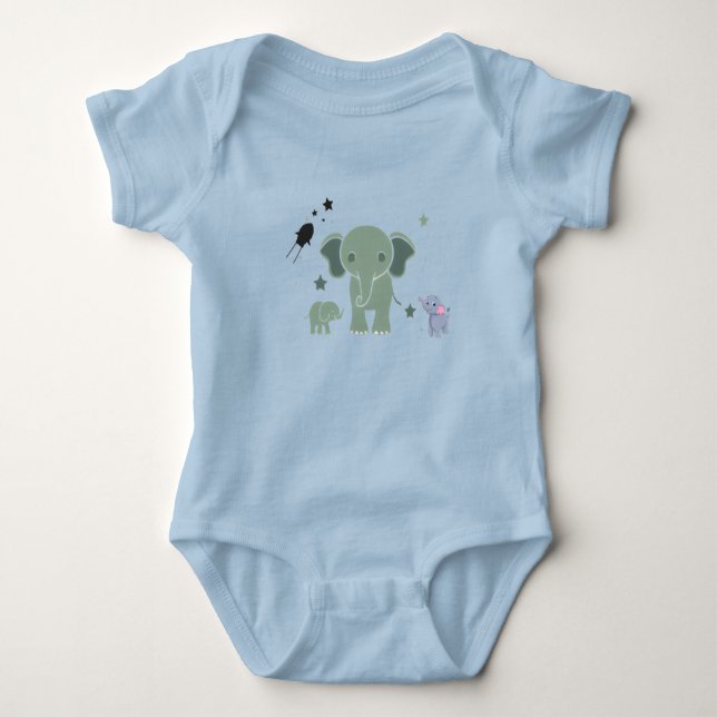 baby romper white elephant  baby bodysuit (Front)