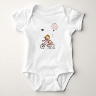 Baby rompertje with little children on tricycle baby bodysuit