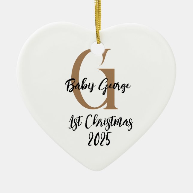 Baby’s 1st Christmas Ornament – Custom Modern (Front)