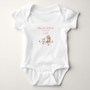 Baby’s 1st Christmas Personalise Pink Baby Bodysuit