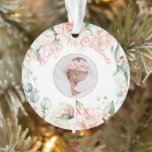 Baby’s 1st Christmas Photo Pink Floral Ornament<br><div class="desc">Baby’s 1st Christmas pink floral watercolor keepsake ornament.  The perfect gift for that special baby in your life.</div>