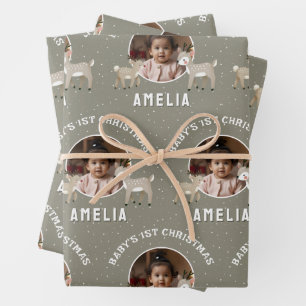 Baby’s 1st Christmas Reindeer Keepsake Photo Wrapping Paper Sheet