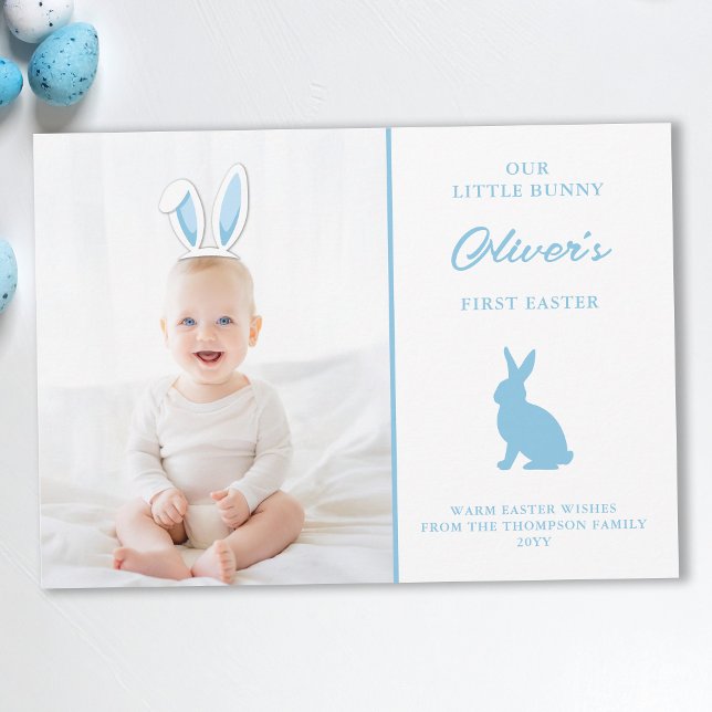 Baby’s 1st Easter Photo Card With Blue Bunny Ears (Creator Uploaded)