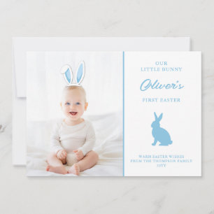 Baby’s 1st Easter Photo Card With Blue Bunny Ears
