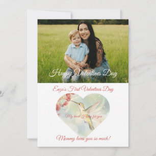 Baby’s 1st Valentine’s Day Whimsical Hummingbird Holiday Card