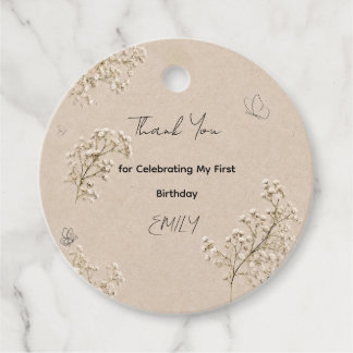 Baby’s Breath Beige First Birthday Favour Tag