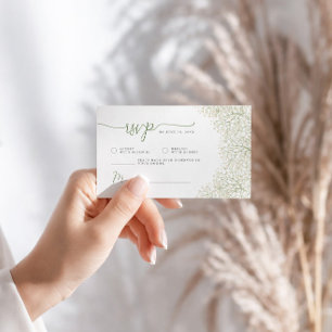 Baby’s Breath Minimalist Wedding RSVP   QR Code Enclosure Card