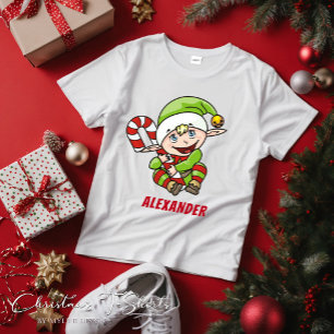 Baby`s Christmas Elf Candy Cane Christmas Baby T-Shirt