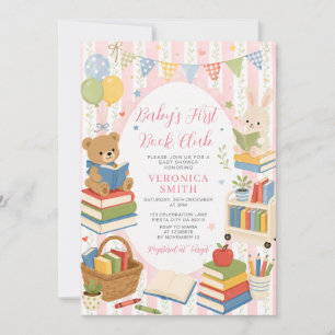 Baby’s First Book Club Pink Storybook Baby Shower Invitation