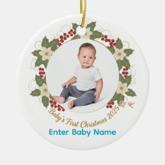 Baby’s First Christmas 2025 Photo Circle Ornament