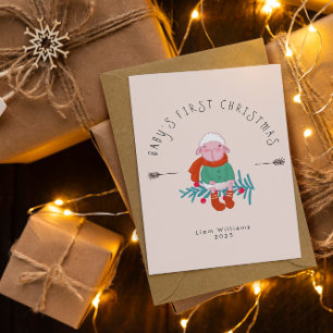 Baby’s First Christmas Adorable Lamb Ornament Holiday Card