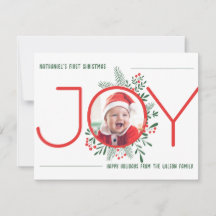 Baby’s First Christmas Card with Joyful Design