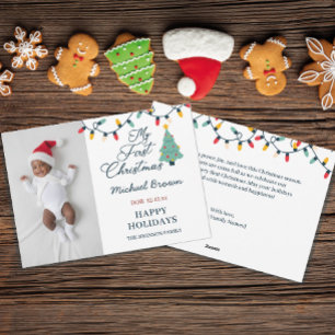 Baby’s First Christmas Custom Photo Festive Holiday Card