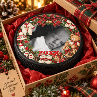 Baby’s First Christmas Custom Photo Year Hockey Puck
