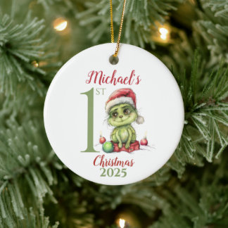 Baby’s First Christmas Ornament with Cute Grinch